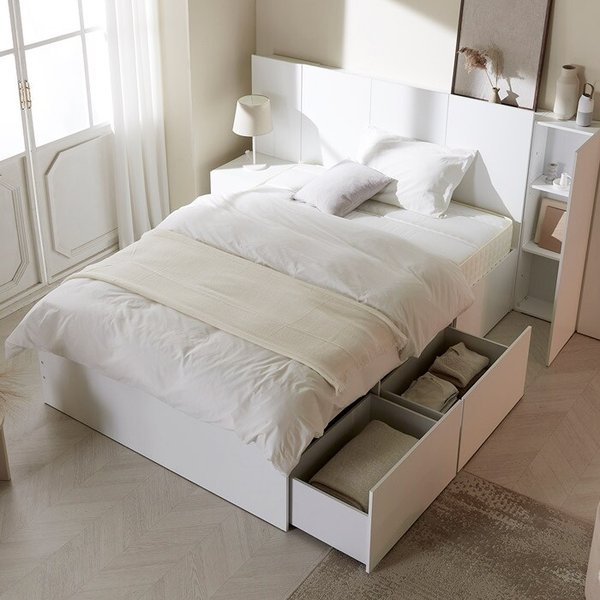 빅수납 서랍 LED 침대 Q (유로탑 25cm 매트리스) TR5210 (수도권무배)