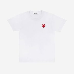 Play COMME DES GARCONS 꼼데가르송 여성 플레이 레드 하트 티셔츠 화이트 Red Heart T-Shirt Wh