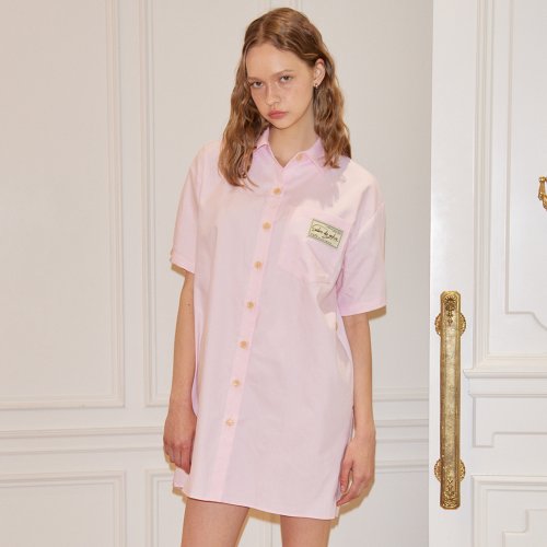 [살롱드욘] Solid Wrap Shirt Dress Pink