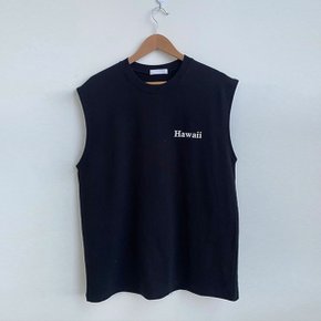 남자 하와이 해변 라운드 민소매 나시 RB-TS5-Q039-블랙
