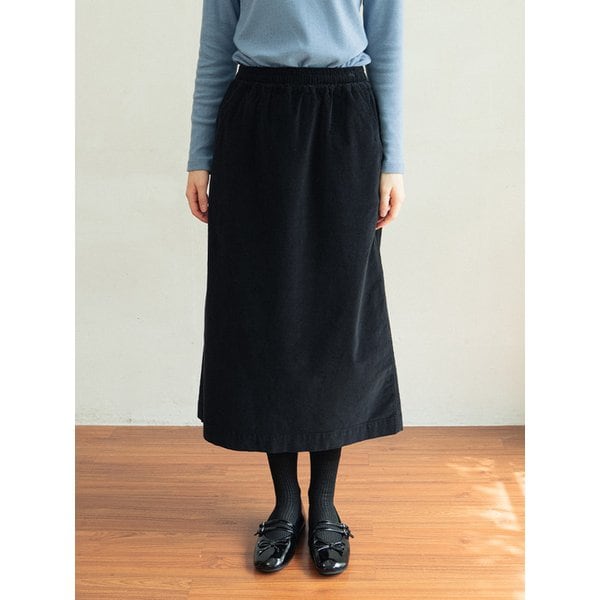 [2차 리오더]코듀로이 미디롱 스커트 블랙 250904BK