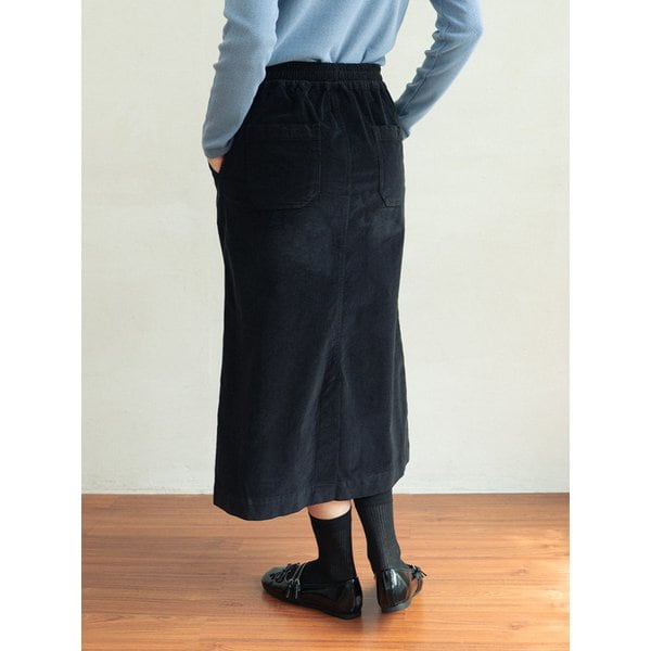 [2차 리오더]코듀로이 미디롱 스커트 블랙 250904BK