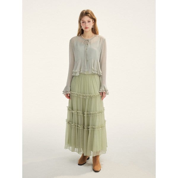 셀라돈 러플 블라우스 세트