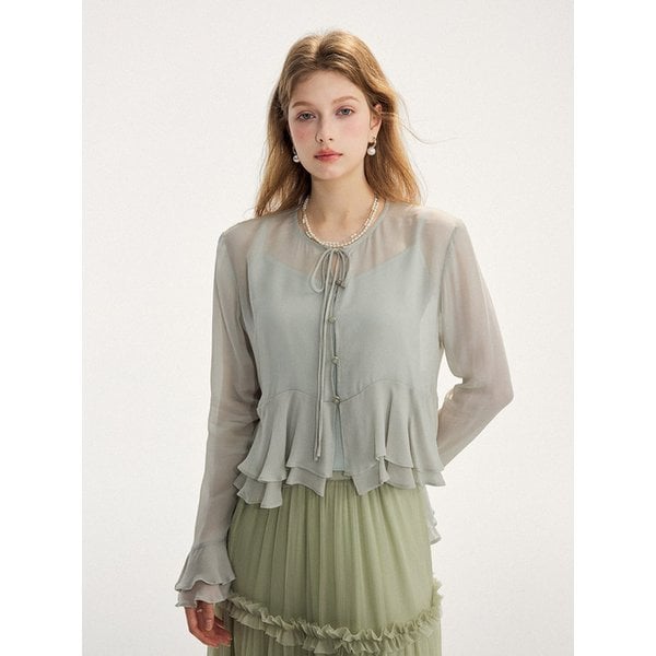 셀라돈 러플 블라우스 세트