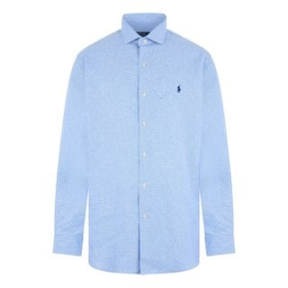 폴로 랄프 로렌 26 FW 폴로 랄프로렌 로고 엠브로이더드 커브헴 셔츠 블루 710B16698