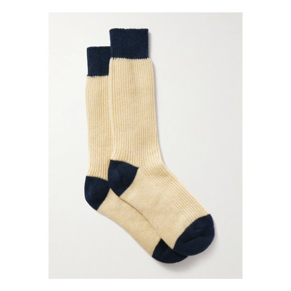 게스트인레지던스 더 소프트 투톤 골지 캐시미어 양말 옐로 46376663162897937