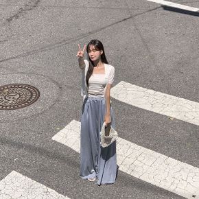 웨이트 2단기장 소프트 핀턱 와이드 롱 밴딩 트레이닝 팬츠  2color _P404904717
