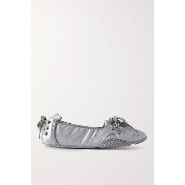 빌라리아 패널 로고 프린트 새틴 발레리나 플랫 46376663162899126