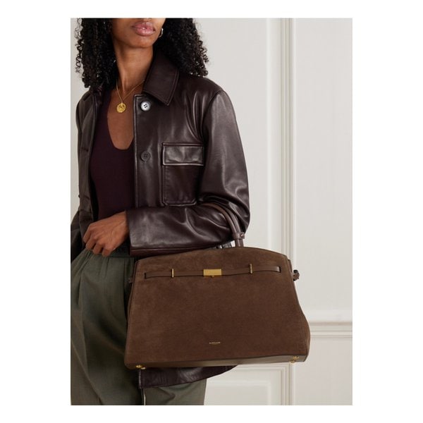 드멜리어 더 허드슨 스몰 스웨이드 토트 초콜릿 46376663162892216