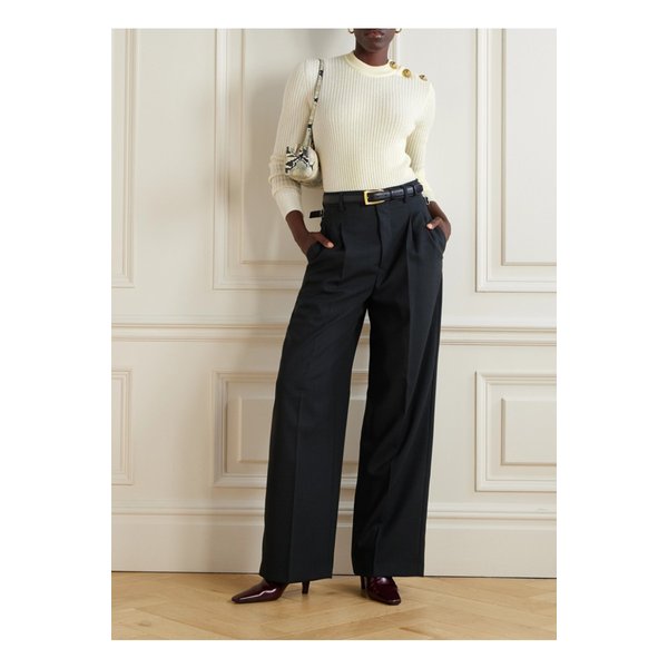 버튼 장식 골지 울 캐시미어 혼방 스웨터 뉴트럴 46376663162910924