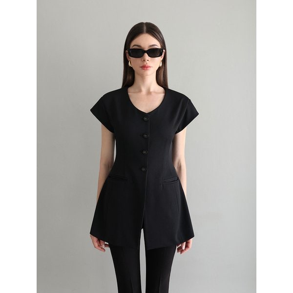 [PRE-ORDER] New look sleeveless jacket - BLACK