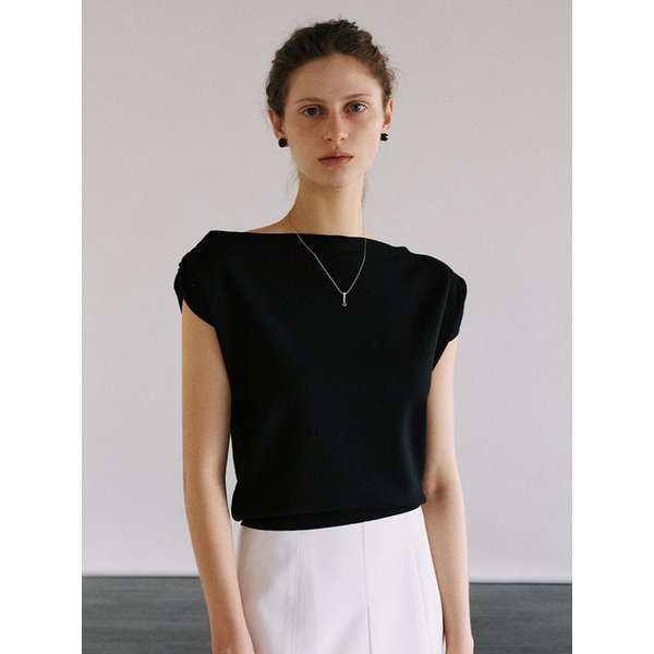 Nora Draped Knit Top_BLACK