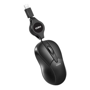 C타입 자동감김 미니 유선 마우스 블랙 M2194