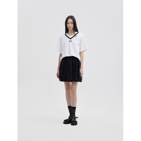 ZOOC 플리츠 블록 브이넥 탑 Z252MSM026
