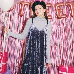 (ZJWFOO007) TWINKLE VELVET LONG ONEPIECE / PURPLE