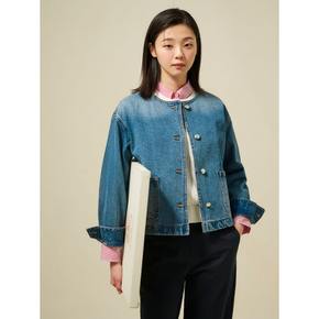 코튼 데님 라운드넥 트러커 재킷  블루 (BF5239C03P)
