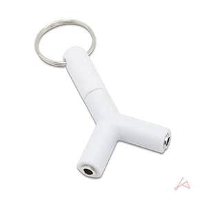 이어폰잭 3.5mm Y형 분배기 키링 포함 화이트