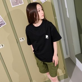 메종 세미 오버핏 아동 주니어 반팔 티셔츠 베이직 로고 드림 M 반팔티 블랙