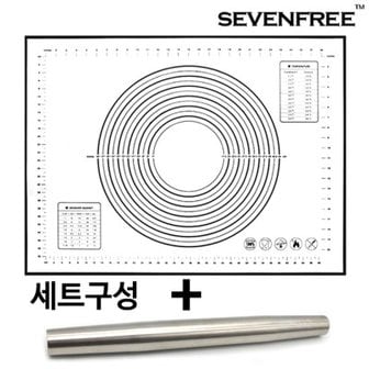 텐바이텐 특대형 반죽매트 블랙+반죽봉 실리콘 작업판 베이킹 쿠키 밀대