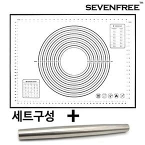 특대형 반죽매트 블랙+반죽봉 실리콘 작업판 베이킹 쿠키 밀대