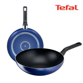 [BIZ][TeFal] 테팔 팬&냄비 PTFE 미드나잇 블루 2종세트 (프라이팬 26cm + 볶음팬 28cm)