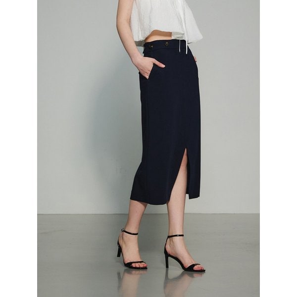Modern Minimal Mood Straight H-line Skirt_Navy