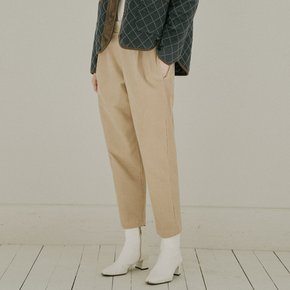 Waistband Corduroy Baggy Pants - BEIGE