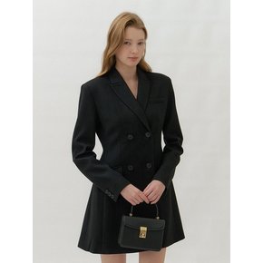 Wool Double Tailored Mini-Dress Jacket/ Black