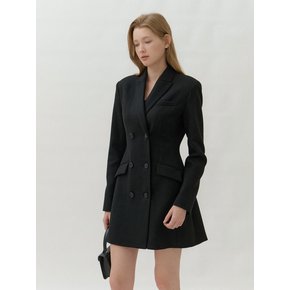 Wool Double Tailored Mini-Dress Jacket/ Black