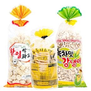 [옛날과자] 3종 모듬(뻥튀기120g+한입쌀과자330g+녹차맛강냉이380g/각1봉씩)..[32794132]