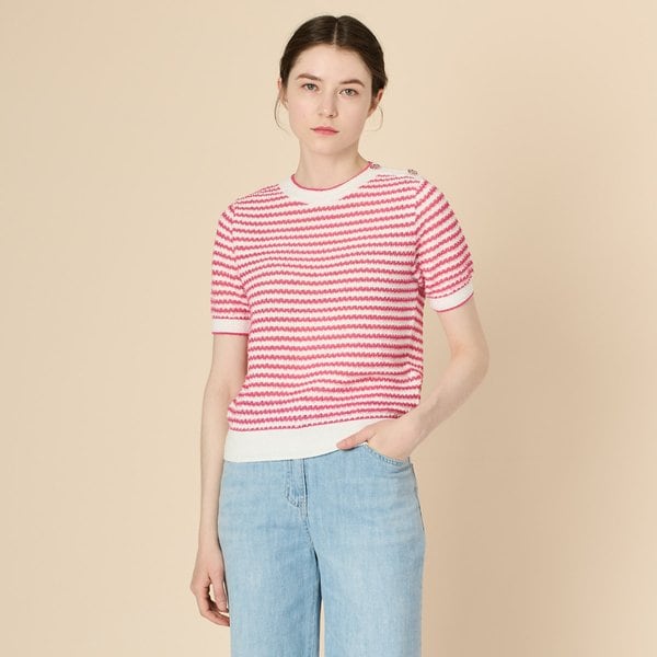 [여주점] 단추스트라이프 티셔츠 B3M5K428