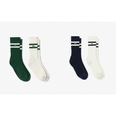 라코스테 (남성) 2PACK 스트라이프 자카드 양말 RA6842-55G (2컬러중 택1)