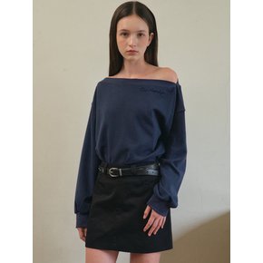 Murmur off shoulder sweatshirt_Navy(O25-TP19)