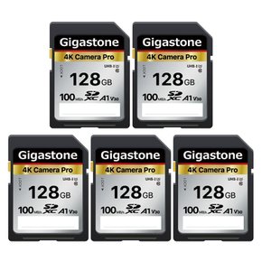 Gigastone SD 128GB A1 V30 U3 Class 10 SDXC 4K UHD & Full HD Canon Nikon SLR 카드 5장 세트