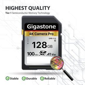 Gigastone SD 128GB A1 V30 U3 Class 10 SDXC 4K UHD & Full HD Canon Nikon SLR 카드 5장 세트