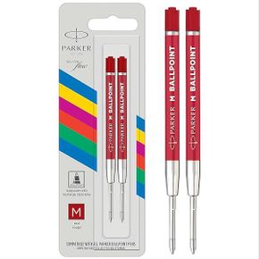 독일 파카 만년필 Parker Ballpoint Pen Refill Medium Tip Red Quinkflow Ink 2 Refills for Pe