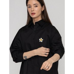 [UNISEX]플라워도트 자수 오버핏 셔츠_3color