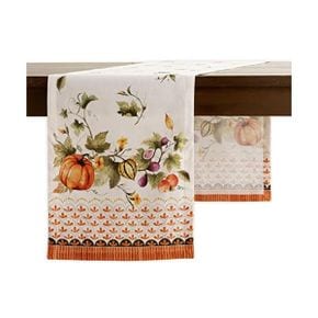 독일 테이블보 식탁보 Maison d Hermine Pumpkin GardenCloudy Cream 100% Cotton Table Runner