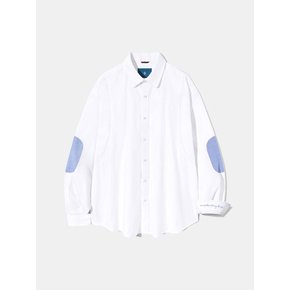 Elbow Patch Oxford Shirt S117 White