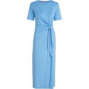 타미힐피거 여성 Knot 미디 쇼츠 슬리브 원피스 드레스 블루