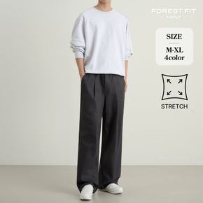 남성 와이드핏 핀턱 스판 밴딩 코튼 바지 (MP2645)