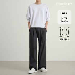 남성 와이드핏 핀턱 스판 밴딩 코튼 바지 (MP2645)