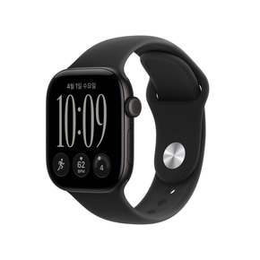 (1차 예약) 애플워치 12 GPS 42mm 블랙 알루미늄, 블랙 스포츠 밴드 (S/M) MJEA4KH/A