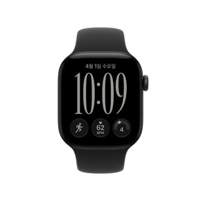 (1차 예약) 애플워치 12 GPS 42mm 블랙 알루미늄, 블랙 스포츠 밴드 (S/M) MJEA4KH/A