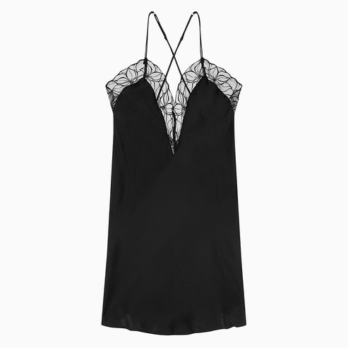Calvin Klein Underwear 여성 블랙 실크 슈미즈 (QS7507 -UB1)