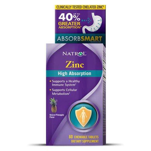 [해외직구]나트롤 징크 아연 네츄럴 파인애플맛 60정 Natrol High Absorption Zinc Natural Pineapple Flavor 60 Tablets