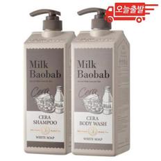 오늘출발 밀크바오밥 세라 샴푸 + 바디워시 화이트솝 1200ml 총 2개