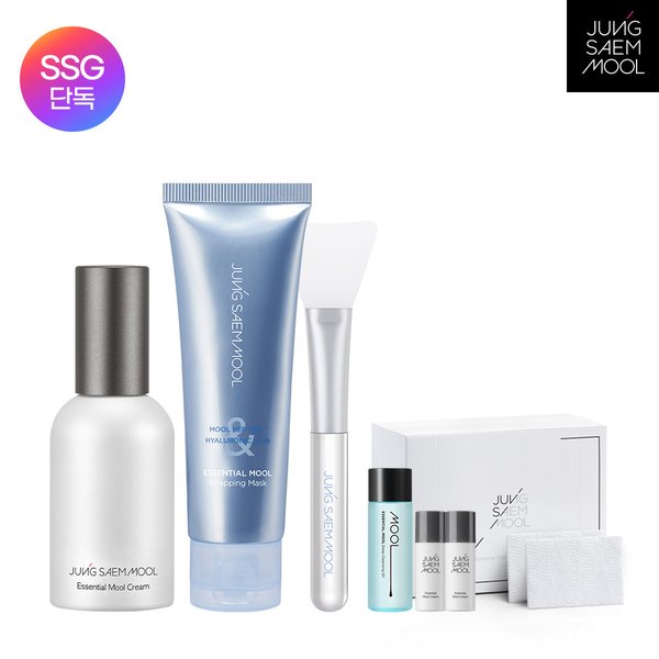 [단독] 에센셜 물 크림 50ml + 물랩핑 마스크 + 물크림8ml 2개 + 클렌징오일30ml + 코튼패드80매