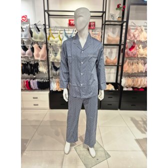 비너스 [시흥점] S 비너스) 면100수 도트 나염 남성 파자마 세트 VPA4462M-BU