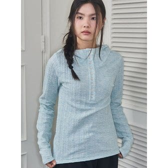 rysm Cable textured pullover hoodie - Aqua blue
